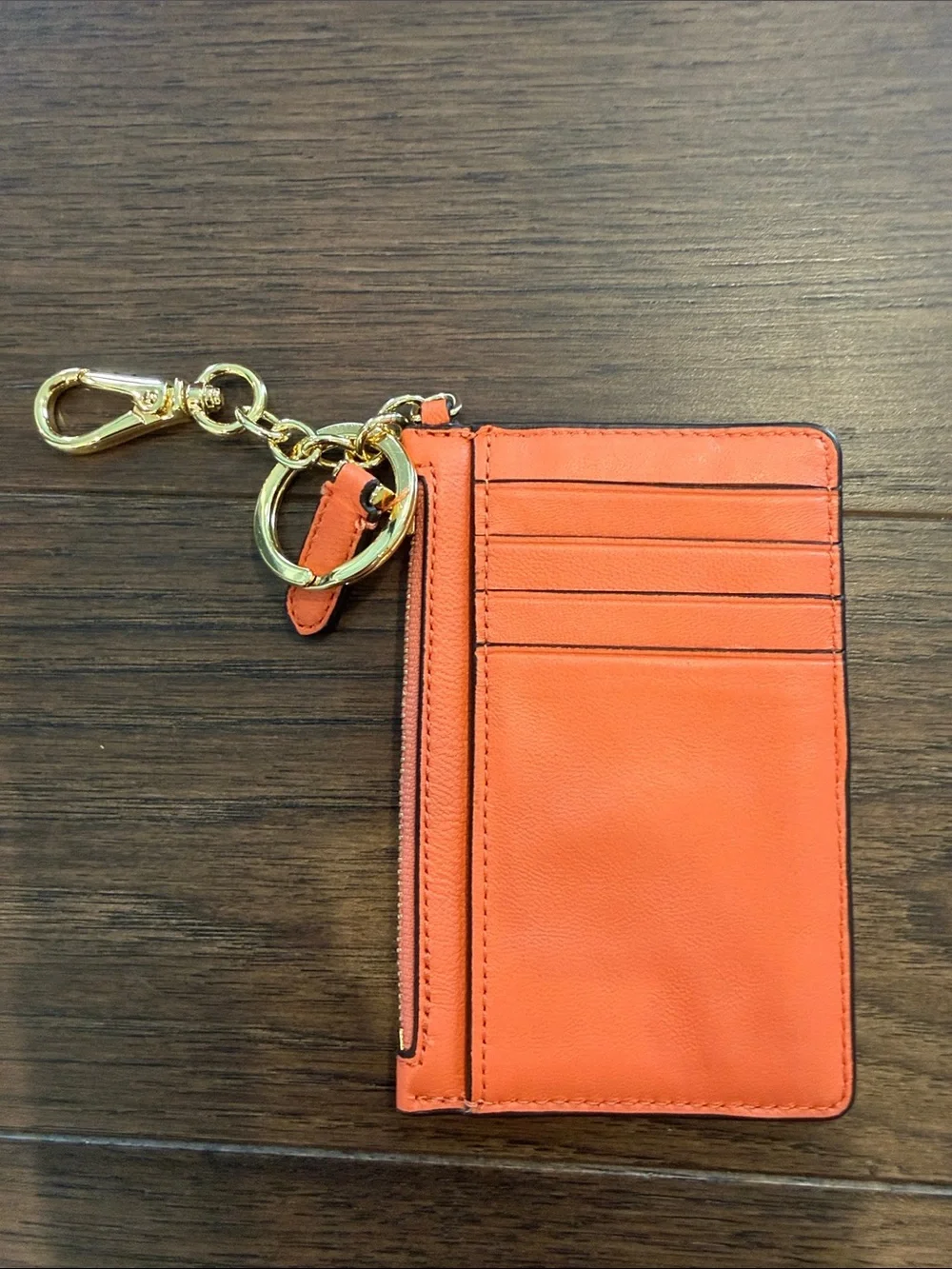 Ralph Lauren Full-grain Leather Key-ring Small Zip Card Case In Orange - C3-207